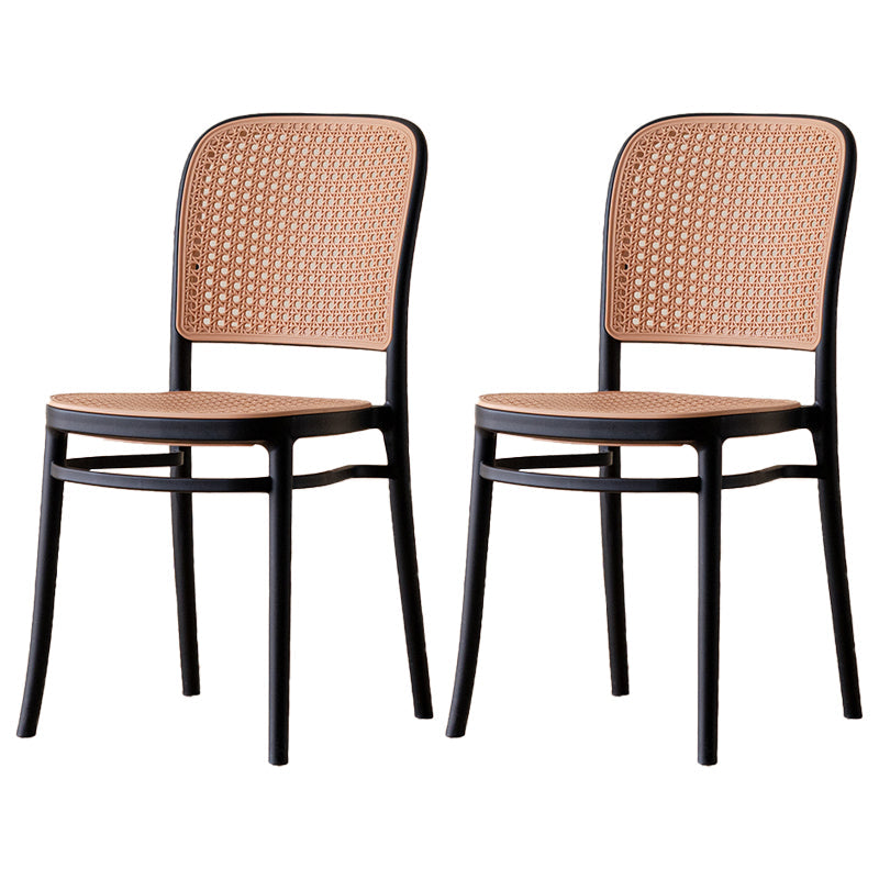 Modern Plastic Dining Armless Chair Open Back Dining Side Chair for Restaurant Use Black 2 Piece Set Clearhalo ' kitchen&dining_furn' 'Dining Chairs' 'Dining Tables & Seating' 'dining_chair' 'furn' 'furn_dining_chair' 'Furniture' 'furniture_dining_chair' 'Kitchen & Dining Furniture' 'kitchen' 4246265