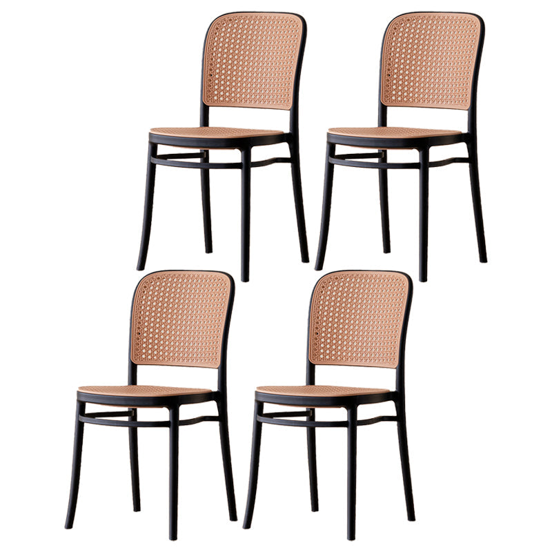 Modern Plastic Dining Armless Chair Open Back Dining Side Chair for Restaurant Use Black 4 Piece Set Clearhalo ' kitchen&dining_furn' 'Dining Chairs' 'Dining Tables & Seating' 'dining_chair' 'furn' 'furn_dining_chair' 'Furniture' 'furniture_dining_chair' 'Kitchen & Dining Furniture' 'kitchen' 4246267