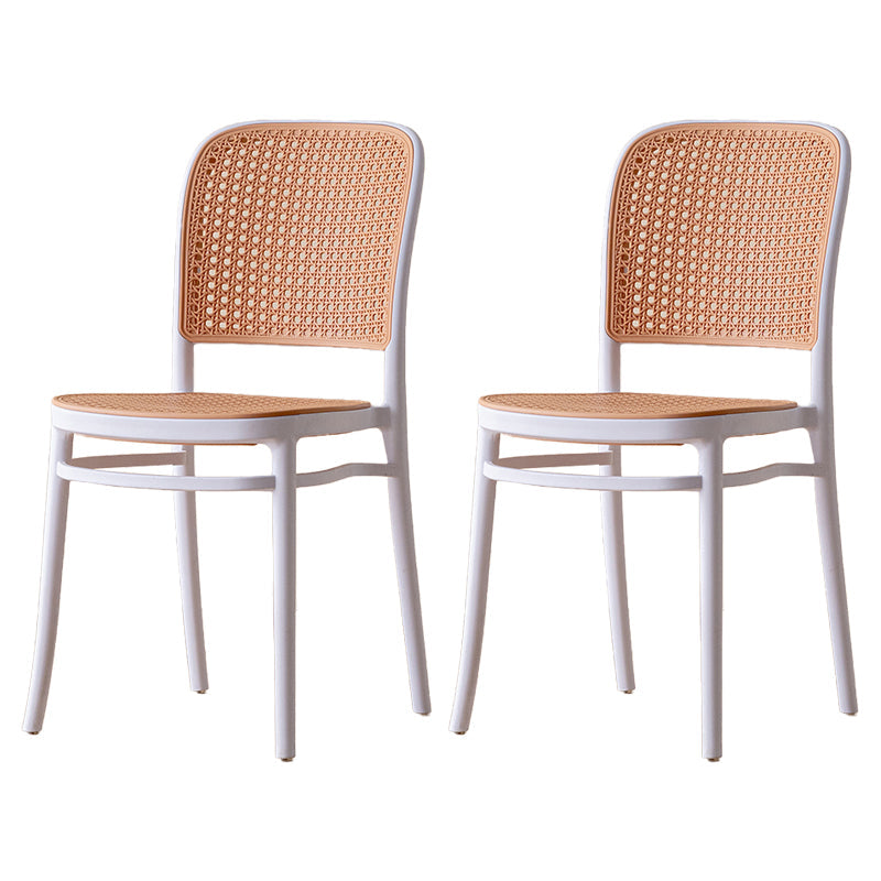 Modern Plastic Dining Armless Chair Open Back Dining Side Chair for Restaurant Use White 2 Piece Set Clearhalo ' kitchen&dining_furn' 'Dining Chairs' 'Dining Tables & Seating' 'dining_chair' 'furn' 'furn_dining_chair' 'Furniture' 'furniture_dining_chair' 'Kitchen & Dining Furniture' 'kitchen' 4246270