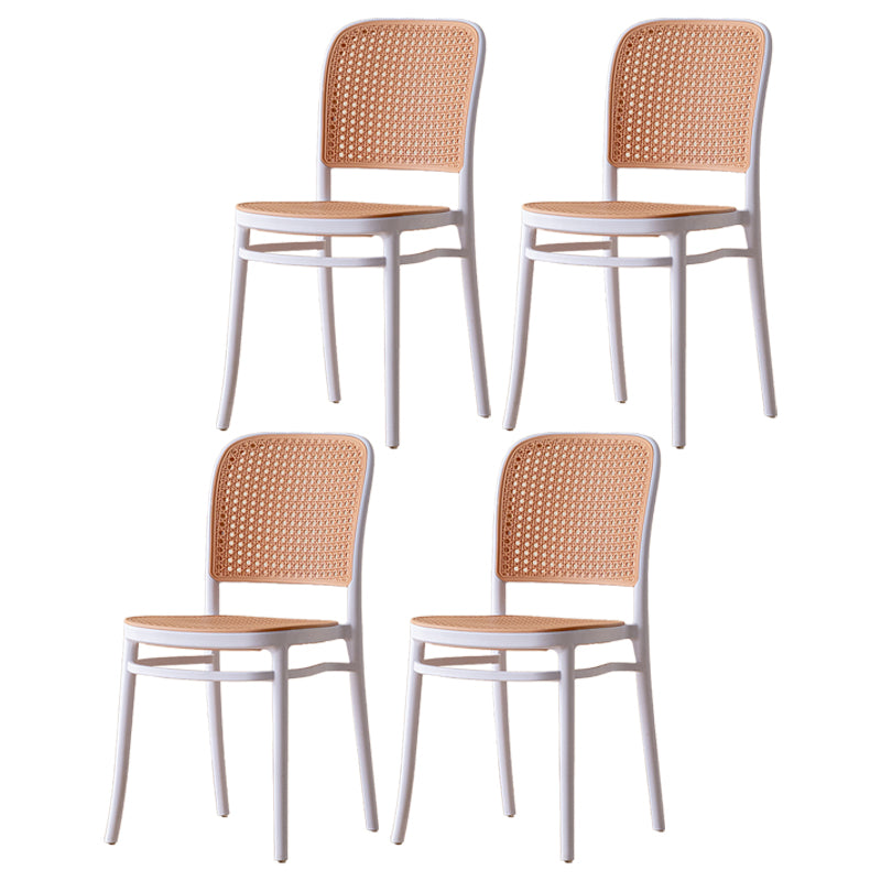 Modern Plastic Dining Armless Chair Open Back Dining Side Chair for Restaurant Use White 4 Piece Set Clearhalo ' kitchen&dining_furn' 'Dining Chairs' 'Dining Tables & Seating' 'dining_chair' 'furn' 'furn_dining_chair' 'Furniture' 'furniture_dining_chair' 'Kitchen & Dining Furniture' 'kitchen' 4246272