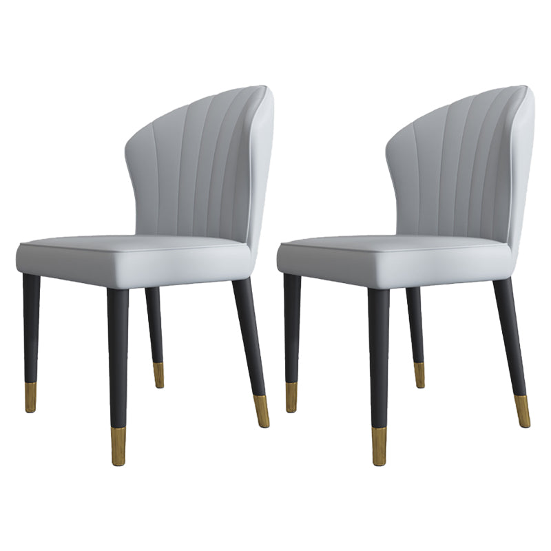 Glam Wood Dining Armless Chairs Leather Dining Chairs for Restaurant Use Light Gray 2 Piece Set Clearhalo ' kitchen&dining_furn' 'Dining Chairs' 'Dining Tables & Seating' 'dining_chair' 'furn' 'furn_dining_chair' 'Furniture' 'furniture_dining_chair' 'Kitchen & Dining Furniture' 'kitchen' 4246283