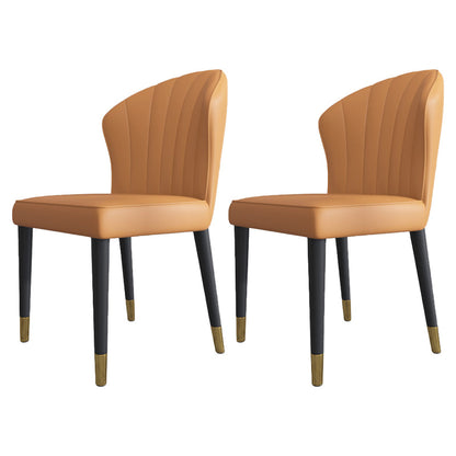 Glam Wood Dining Armless Chairs Leather Dining Chairs for Restaurant Use Orange 2 Piece Set Clearhalo ' kitchen&dining_furn' 'Dining Chairs' 'Dining Tables & Seating' 'dining_chair' 'furn' 'furn_dining_chair' 'Furniture' 'furniture_dining_chair' 'Kitchen & Dining Furniture' 'kitchen' 4246284