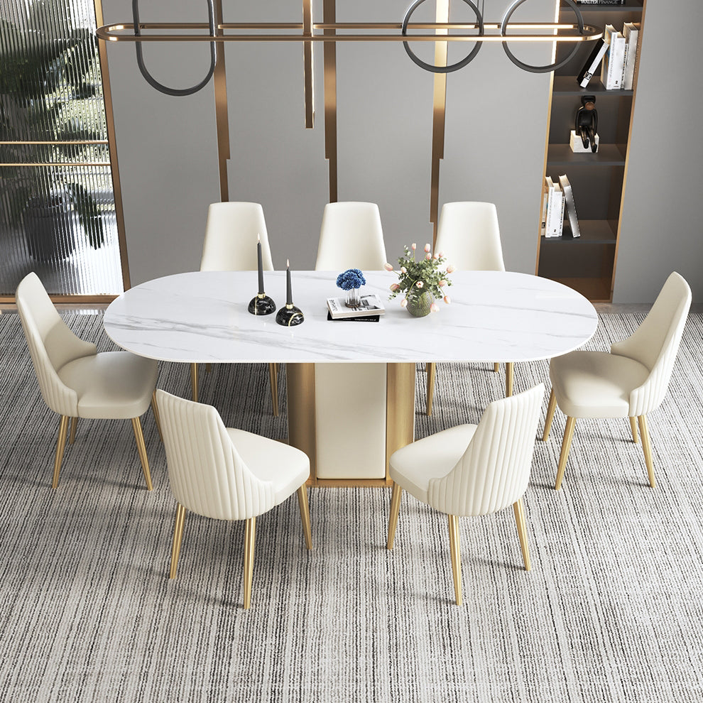 Glam Faux Leather Dining Armless Chair Metal Dining Room Chair for Home Use Clearhalo ' kitchen&dining_furn' 'Dining Chairs' 'Dining Tables & Seating' 'dining_chair' 'furn' 'furn_dining_chair' 'Furniture' 'furniture_dining_chair' 'Kitchen & Dining Furniture' 'kitchen' 4246308