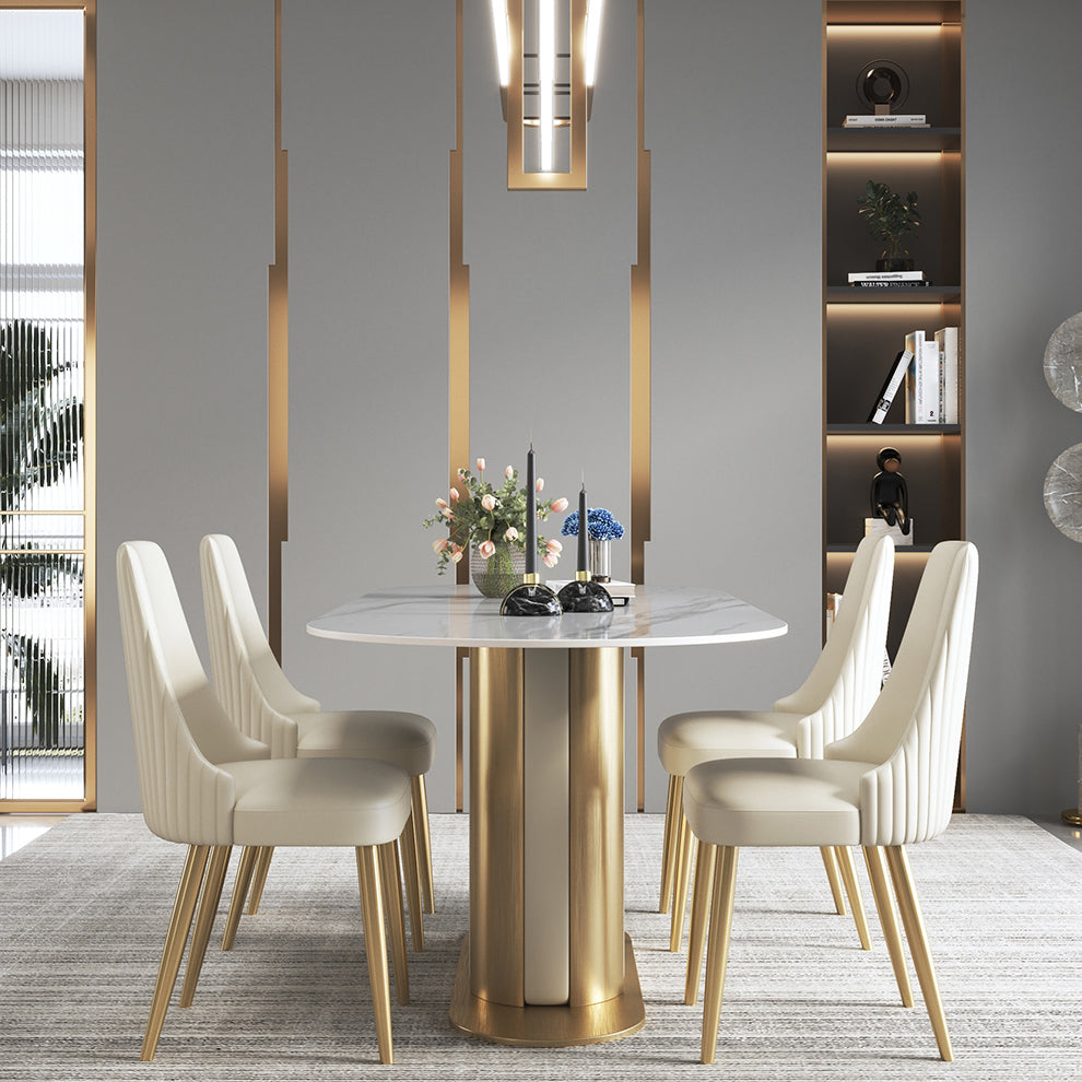 Glam Faux Leather Dining Armless Chair Metal Dining Room Chair for Home Use Clearhalo ' kitchen&dining_furn' 'Dining Chairs' 'Dining Tables & Seating' 'dining_chair' 'furn' 'furn_dining_chair' 'Furniture' 'furniture_dining_chair' 'Kitchen & Dining Furniture' 'kitchen' 4246309