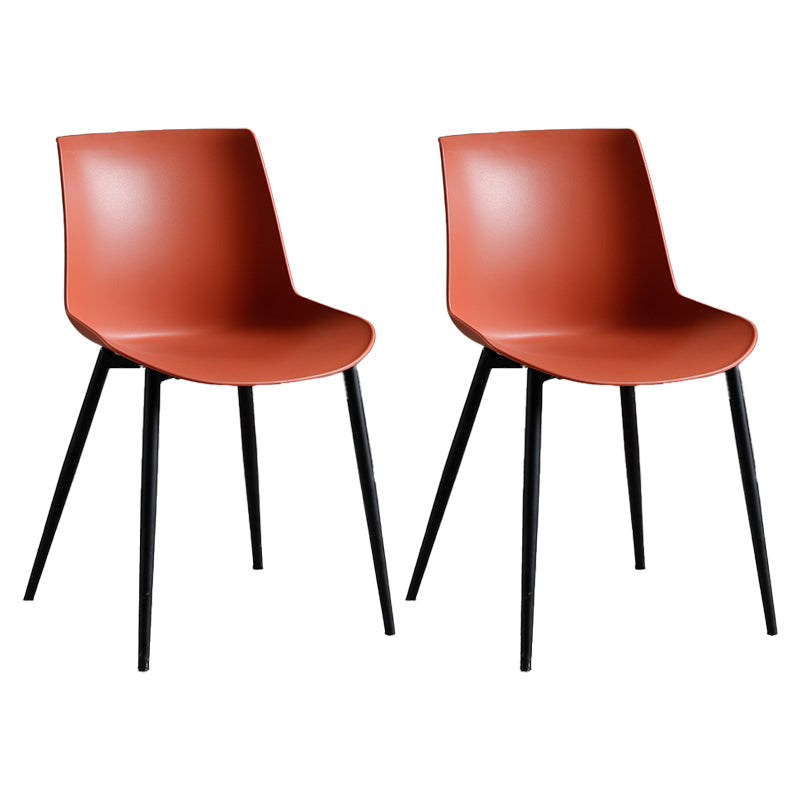 Contemporary Metal Dining Chair Solid Back Dining Chair for Home Use Red 2 Piece Set Clearhalo ' kitchen&dining_furn' 'Dining Chairs' 'Dining Tables & Seating' 'dining_chair' 'furn' 'furn_dining_chair' 'Furniture' 'furniture_dining_chair' 'Kitchen & Dining Furniture' 'kitchen' 4246335