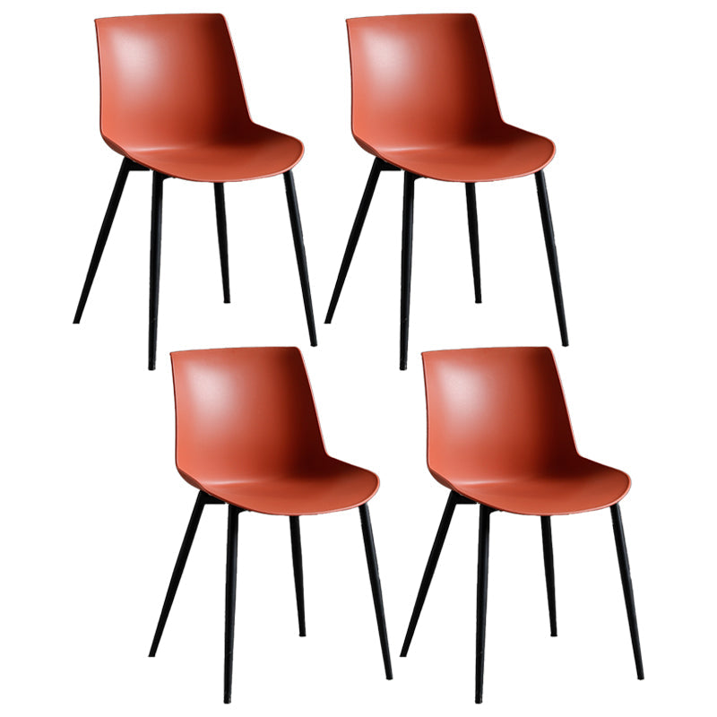 Contemporary Metal Dining Chair Solid Back Dining Chair for Home Use Red 4 Piece Set Clearhalo ' kitchen&dining_furn' 'Dining Chairs' 'Dining Tables & Seating' 'dining_chair' 'furn' 'furn_dining_chair' 'Furniture' 'furniture_dining_chair' 'Kitchen & Dining Furniture' 'kitchen' 4246337