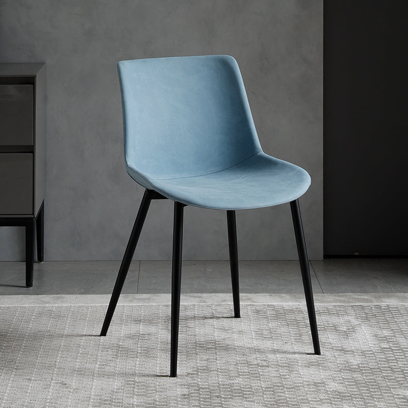 Contemporary Metal Dining Chair Solid Back Dining Chair for Home Use Blue 1 Piece Clearhalo ' kitchen&dining_furn' 'Dining Chairs' 'Dining Tables & Seating' 'dining_chair' 'furn' 'furn_dining_chair' 'Furniture' 'furniture_dining_chair' 'Kitchen & Dining Furniture' 'kitchen' 4246339