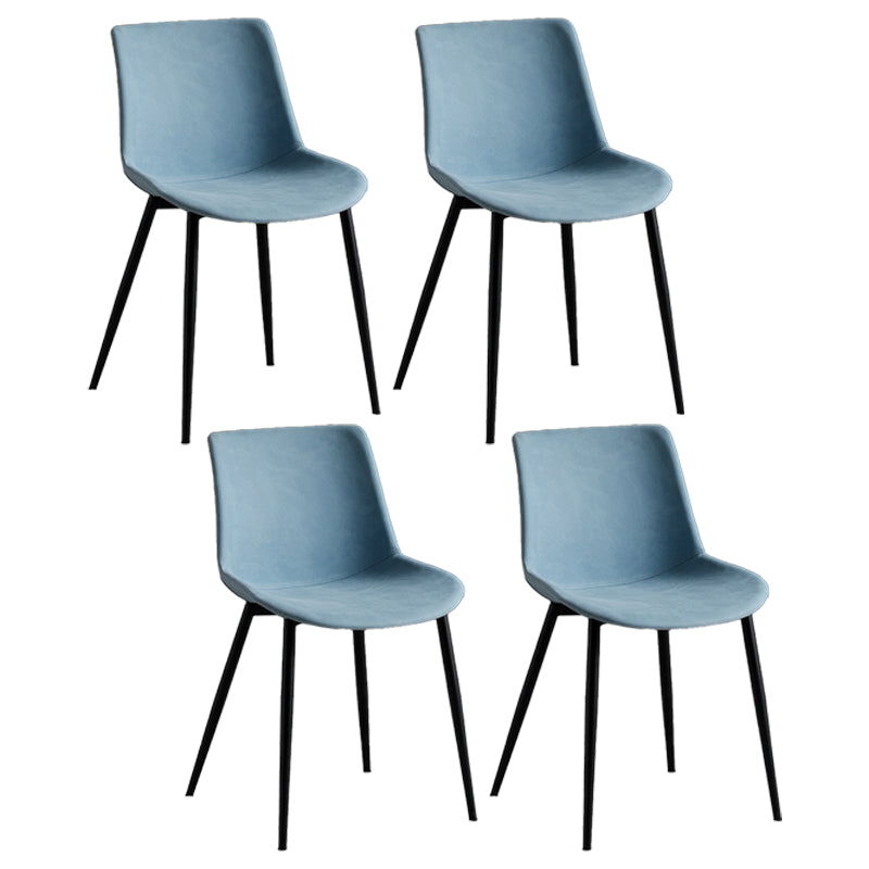 Contemporary Metal Dining Chair Solid Back Dining Chair for Home Use Blue 4 Piece Set Clearhalo ' kitchen&dining_furn' 'Dining Chairs' 'Dining Tables & Seating' 'dining_chair' 'furn' 'furn_dining_chair' 'Furniture' 'furniture_dining_chair' 'Kitchen & Dining Furniture' 'kitchen' 4246343