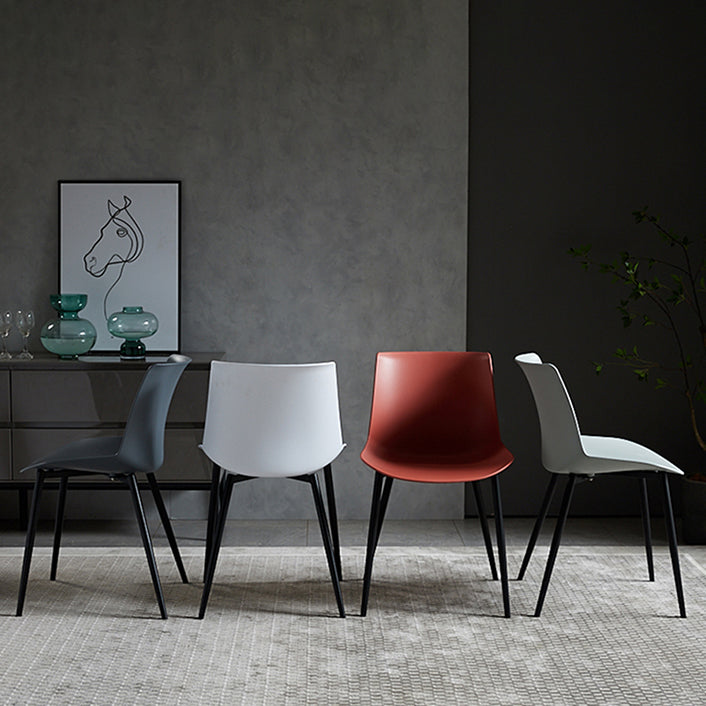 Contemporary Metal Dining Chair Solid Back Dining Chair for Home Use Clearhalo ' kitchen&dining_furn' 'Dining Chairs' 'Dining Tables & Seating' 'dining_chair' 'furn' 'furn_dining_chair' 'Furniture' 'furniture_dining_chair' 'Kitchen & Dining Furniture' 'kitchen' 4246345