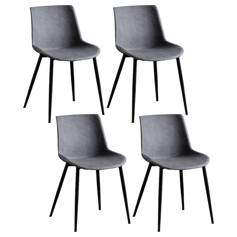 Contemporary Metal Dining Chair Solid Back Dining Chair for Home Use Gray Blue 4 Piece Set Clearhalo ' kitchen&dining_furn' 'Dining Chairs' 'Dining Tables & Seating' 'dining_chair' 'furn' 'furn_dining_chair' 'Furniture' 'furniture_dining_chair' 'Kitchen & Dining Furniture' 'kitchen' 4246351