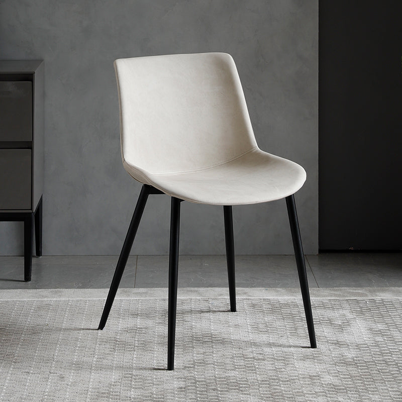 Contemporary Metal Dining Chair Solid Back Dining Chair for Home Use Off-White 1 Piece Clearhalo ' kitchen&dining_furn' 'Dining Chairs' 'Dining Tables & Seating' 'dining_chair' 'furn' 'furn_dining_chair' 'Furniture' 'furniture_dining_chair' 'Kitchen & Dining Furniture' 'kitchen' 4246352