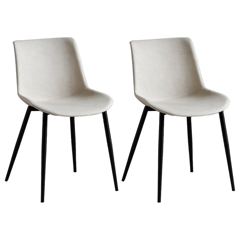 Contemporary Metal Dining Chair Solid Back Dining Chair for Home Use Off-White 2 Piece Set Clearhalo ' kitchen&dining_furn' 'Dining Chairs' 'Dining Tables & Seating' 'dining_chair' 'furn' 'furn_dining_chair' 'Furniture' 'furniture_dining_chair' 'Kitchen & Dining Furniture' 'kitchen' 4246353