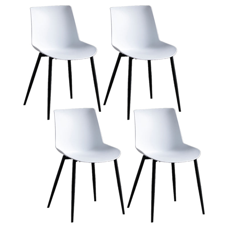 Contemporary Metal Dining Chair Solid Back Dining Chair for Home Use White 4 Piece Set Clearhalo ' kitchen&dining_furn' 'Dining Chairs' 'Dining Tables & Seating' 'dining_chair' 'furn' 'furn_dining_chair' 'Furniture' 'furniture_dining_chair' 'Kitchen & Dining Furniture' 'kitchen' 4246357