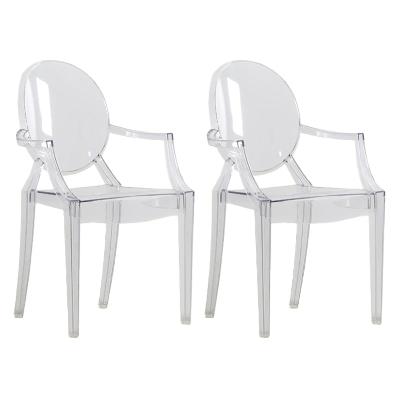 Scandinavian Style Dining Chair Home Acrylic Open Back Dining Chair with Arm Clear 2 Piece Set Clearhalo ' kitchen&dining_furn' 'Dining Chairs' 'Dining Tables & Seating' 'dining_chair' 'furn' 'furn_dining_chair' 'Furniture' 'furniture_dining_chair' 'Kitchen & Dining Furniture' 'kitchen' 4246360