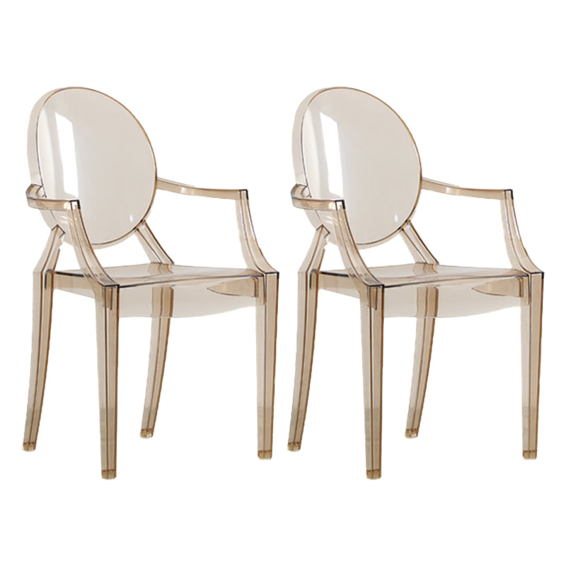 Scandinavian Style Dining Chair Home Acrylic Open Back Dining Chair with Arm Amber 2 Piece Set Clearhalo ' kitchen&dining_furn' 'Dining Chairs' 'Dining Tables & Seating' 'dining_chair' 'furn' 'furn_dining_chair' 'Furniture' 'furniture_dining_chair' 'Kitchen & Dining Furniture' 'kitchen' 4246361