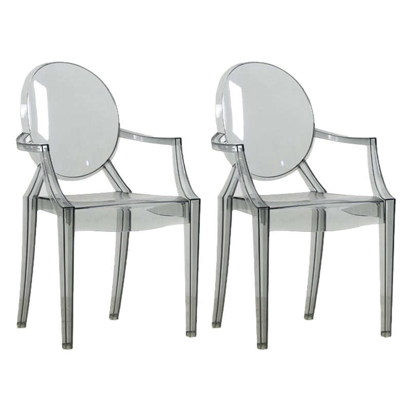 Scandinavian Style Dining Chair Home Acrylic Open Back Dining Chair with Arm Smoke Gray 2 Piece Set Clearhalo ' kitchen&dining_furn' 'Dining Chairs' 'Dining Tables & Seating' 'dining_chair' 'furn' 'furn_dining_chair' 'Furniture' 'furniture_dining_chair' 'Kitchen & Dining Furniture' 'kitchen' 4246363