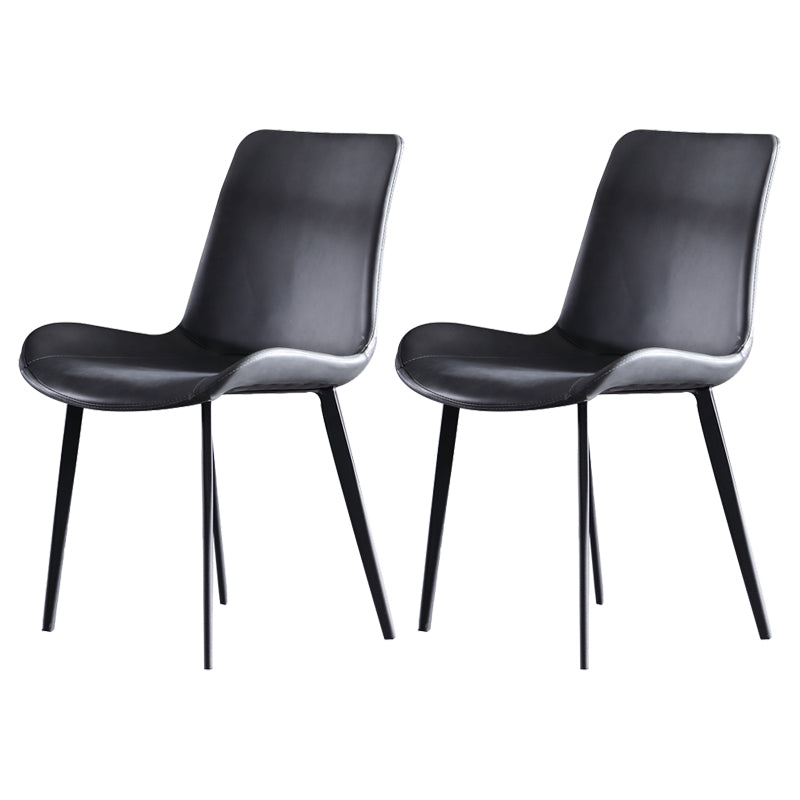 Contemporary Style Dining Chair Armless Kitchen Side Chairs with Metal Legs Light Gray 2 Piece Set Clearhalo ' kitchen&dining_furn' 'Dining Chairs' 'Dining Tables & Seating' 'dining_chair' 'furn' 'furn_dining_chair' 'Furniture' 'furniture_dining_chair' 'Kitchen & Dining Furniture' 'kitchen' 4246374