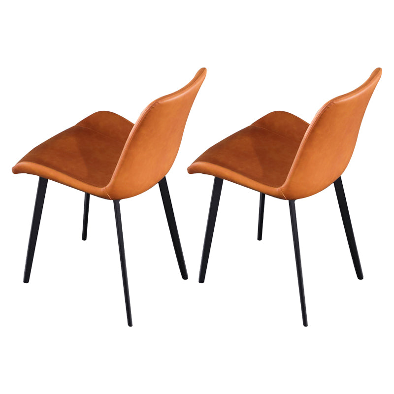 Contemporary Style Dining Chair Armless Kitchen Side Chairs with Metal Legs Orange 2 Piece Set Clearhalo ' kitchen&dining_furn' 'Dining Chairs' 'Dining Tables & Seating' 'dining_chair' 'furn' 'furn_dining_chair' 'Furniture' 'furniture_dining_chair' 'Kitchen & Dining Furniture' 'kitchen' 4246379