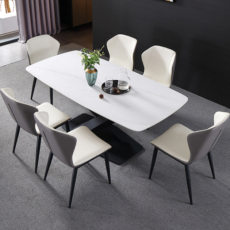 Traditional Luxury Rectangle Dining Table Sintered Stone Table with Pedestal Base Clearhalo ' dining_table' 'Dining Tables & Seating' 'Dining Tables' 'furn' 'furn_dining_table' 'Furniture' 'furniture_dining_table' 'Kitchen & Dining Furniture' 'kitchen&dining_furn' 'kitchen' 'kitchen_dining_table' 4246387