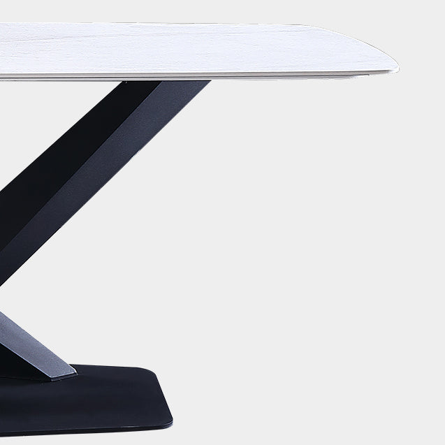 Traditional Luxury Rectangle Dining Table Sintered Stone Table with Pedestal Base Clearhalo ' dining_table' 'Dining Tables & Seating' 'Dining Tables' 'furn' 'furn_dining_table' 'Furniture' 'furniture_dining_table' 'Kitchen & Dining Furniture' 'kitchen&dining_furn' 'kitchen' 'kitchen_dining_table' 4246393