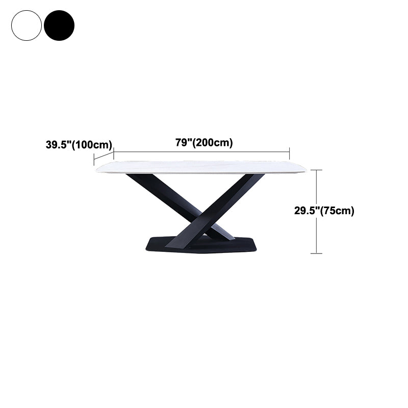 Traditional Luxury Rectangle Dining Table Sintered Stone Table with Pedestal Base Clearhalo ' dining_table' 'Dining Tables & Seating' 'Dining Tables' 'furn' 'furn_dining_table' 'Furniture' 'furniture_dining_table' 'Kitchen & Dining Furniture' 'kitchen&dining_furn' 'kitchen' 'kitchen_dining_table' 4246404