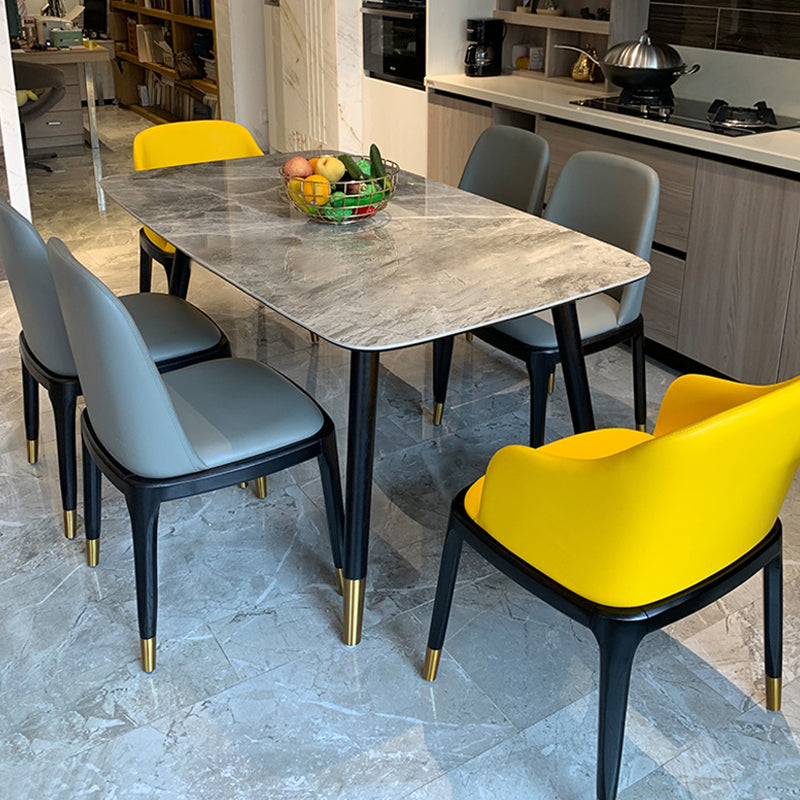 Rectangle Three-Color Dining Table Sintered Stone Table Luxury with 4 Legs Gray Without Chairs Clearhalo ' dining_table' 'Dining Tables & Seating' 'Dining Tables' 'furn' 'furn_dining_table' 'Furniture' 'furniture_dining_table' 'Kitchen & Dining Furniture' 'kitchen&dining_furn' 'kitchen' 'kitchen_dining_table' 4246405