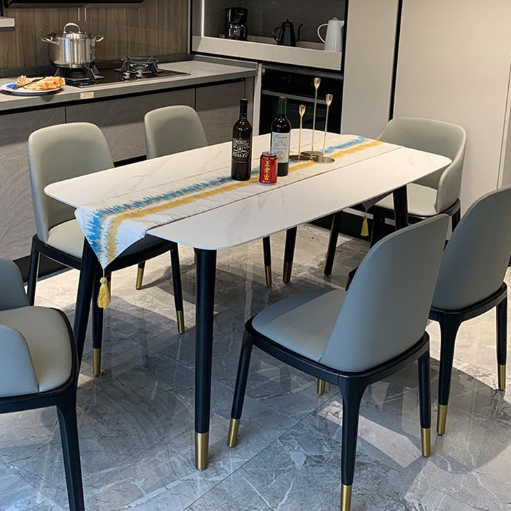 Rectangle Three-Color Dining Table Sintered Stone Table Luxury with 4 Legs Clearhalo ' dining_table' 'Dining Tables & Seating' 'Dining Tables' 'furn' 'furn_dining_table' 'Furniture' 'furniture_dining_table' 'Kitchen & Dining Furniture' 'kitchen&dining_furn' 'kitchen' 'kitchen_dining_table' 4246407