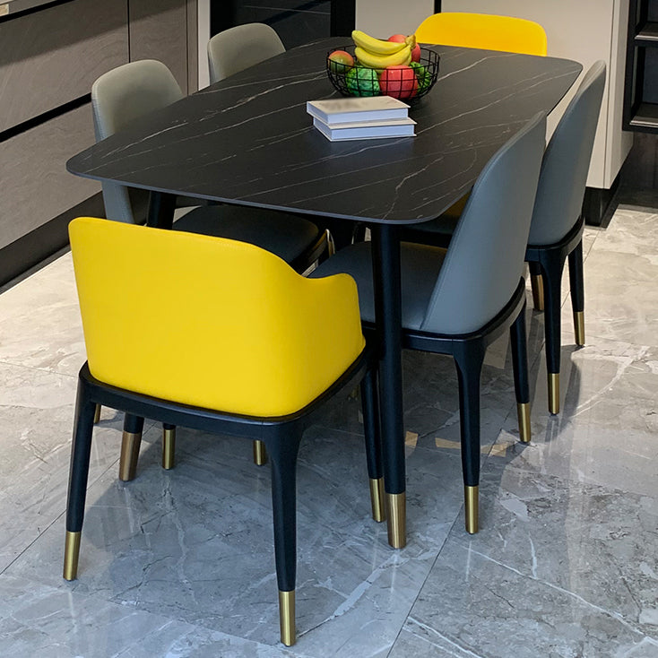 Rectangle Three-Color Dining Table Sintered Stone Table Luxury with 4 Legs Clearhalo ' dining_table' 'Dining Tables & Seating' 'Dining Tables' 'furn' 'furn_dining_table' 'Furniture' 'furniture_dining_table' 'Kitchen & Dining Furniture' 'kitchen&dining_furn' 'kitchen' 'kitchen_dining_table' 4246417