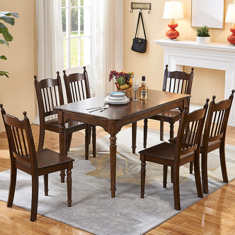 Medieval Modern Rectangle Dining Table Rubber Wood Table in Brown with 4 Legs Clearhalo ' dining_table' 'Dining Tables & Seating' 'Dining Tables' 'furn' 'furn_dining_table' 'Furniture' 'furniture_dining_table' 'Kitchen & Dining Furniture' 'kitchen&dining_furn' 'kitchen' 'kitchen_dining_table' 4246479