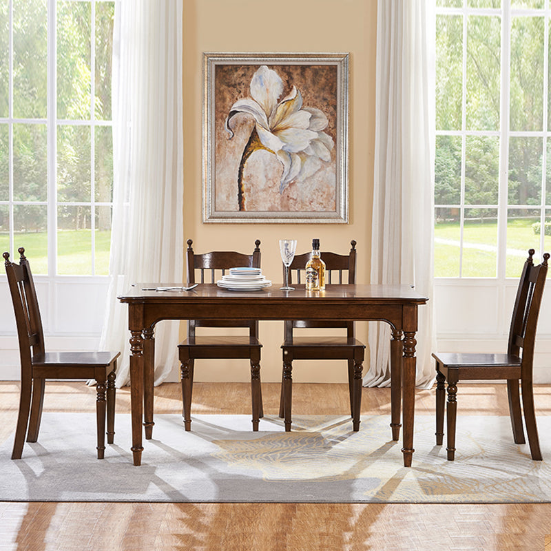 Medieval Modern Rectangle Dining Table Rubber Wood Table in Brown with 4 Legs Clearhalo ' dining_table' 'Dining Tables & Seating' 'Dining Tables' 'furn' 'furn_dining_table' 'Furniture' 'furniture_dining_table' 'Kitchen & Dining Furniture' 'kitchen&dining_furn' 'kitchen' 'kitchen_dining_table' 4246480