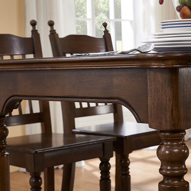 Medieval Modern Rectangle Dining Table Rubber Wood Table in Brown with 4 Legs Clearhalo ' dining_table' 'Dining Tables & Seating' 'Dining Tables' 'furn' 'furn_dining_table' 'Furniture' 'furniture_dining_table' 'Kitchen & Dining Furniture' 'kitchen&dining_furn' 'kitchen' 'kitchen_dining_table' 4246484
