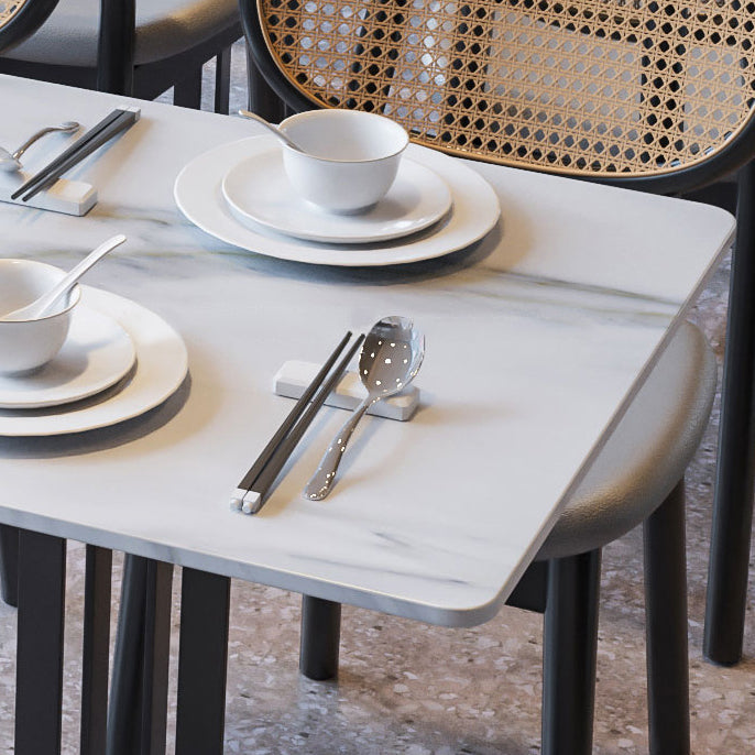 Industrial Style Dining Table White Sintered Stone Dining Table with Black Frame for Dinning Room Clearhalo ' dining_table' 'Dining Tables & Seating' 'Dining Tables' 'furn' 'furn_dining_table' 'Furniture' 'furniture_dining_table' 'Kitchen & Dining Furniture' 'kitchen&dining_furn' 'kitchen' 'kitchen_dining_table' 4246544