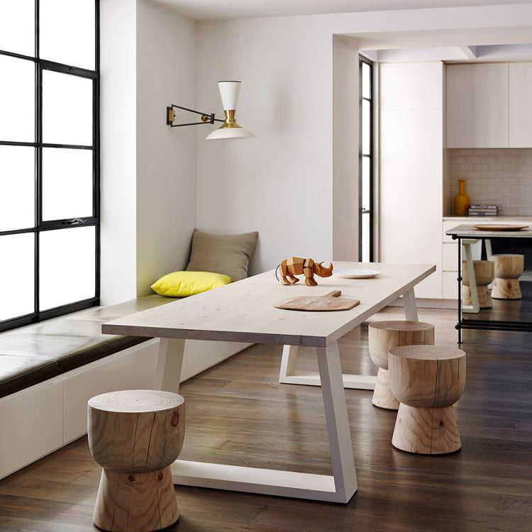 Industrial Style Sled Base Furniture Pine Solid Wood Dining Site Table for Home White Without Chairs Clearhalo ' dining_table' 'Dining Tables & Seating' 'Dining Tables' 'furn' 'furn_dining_table' 'Furniture' 'furniture_dining_table' 'Kitchen & Dining Furniture' 'kitchen&dining_furn' 'kitchen' 'kitchen_dining_table' 4246591