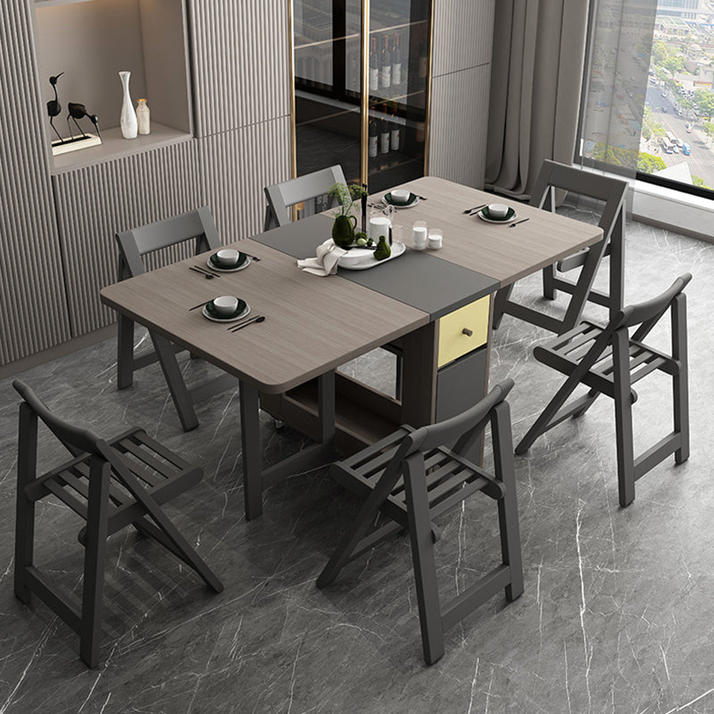 Mid-Century Brown Dining Table Rectangle Wooden Drop Leaf Dining Table for Home Clearhalo ' dining_table' 'Dining Tables & Seating' 'Dining Tables' 'furn' 'furn_dining_table' 'Furniture' 'furniture_dining_table' 'Kitchen & Dining Furniture' 'kitchen&dining_furn' 'kitchen' 'kitchen_dining_table' 4246633