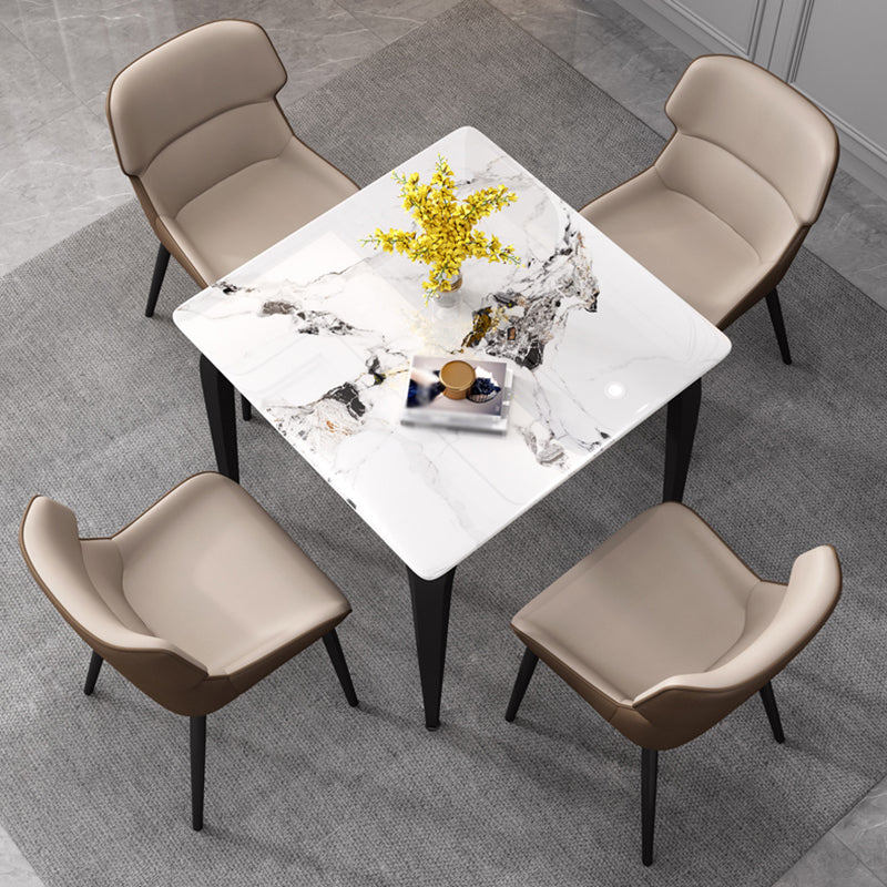 4-foot Stone Furniture Industrial Style Square Dining Table for Indoor Black White Without Chairs Clearhalo ' dining_table' 'Dining Tables & Seating' 'Dining Tables' 'furn' 'furn_dining_table' 'Furniture' 'furniture_dining_table' 'Kitchen & Dining Furniture' 'kitchen&dining_furn' 'kitchen' 'kitchen_dining_table' 4246645