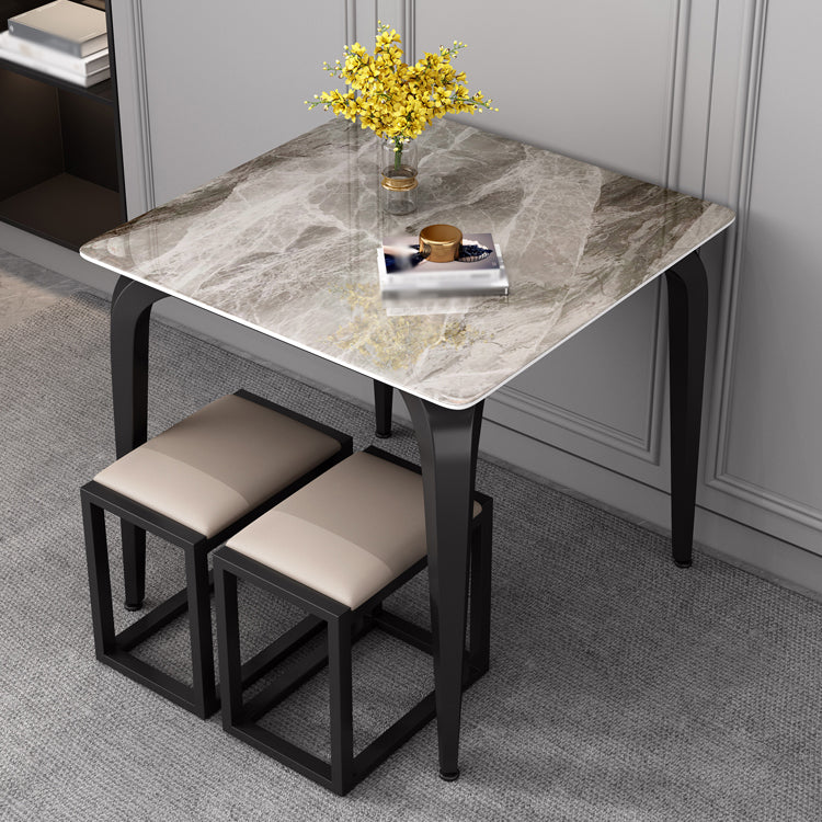 4-foot Stone Furniture Industrial Style Square Dining Table for Indoor Gray Without Chairs Clearhalo ' dining_table' 'Dining Tables & Seating' 'Dining Tables' 'furn' 'furn_dining_table' 'Furniture' 'furniture_dining_table' 'Kitchen & Dining Furniture' 'kitchen&dining_furn' 'kitchen' 'kitchen_dining_table' 4246647