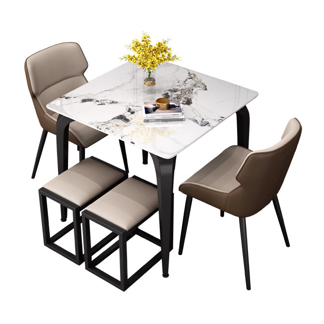 4-foot Stone Furniture Industrial Style Square Dining Table for Indoor Clearhalo ' dining_table' 'Dining Tables & Seating' 'Dining Tables' 'furn' 'furn_dining_table' 'Furniture' 'furniture_dining_table' 'Kitchen & Dining Furniture' 'kitchen&dining_furn' 'kitchen' 'kitchen_dining_table' 4246653