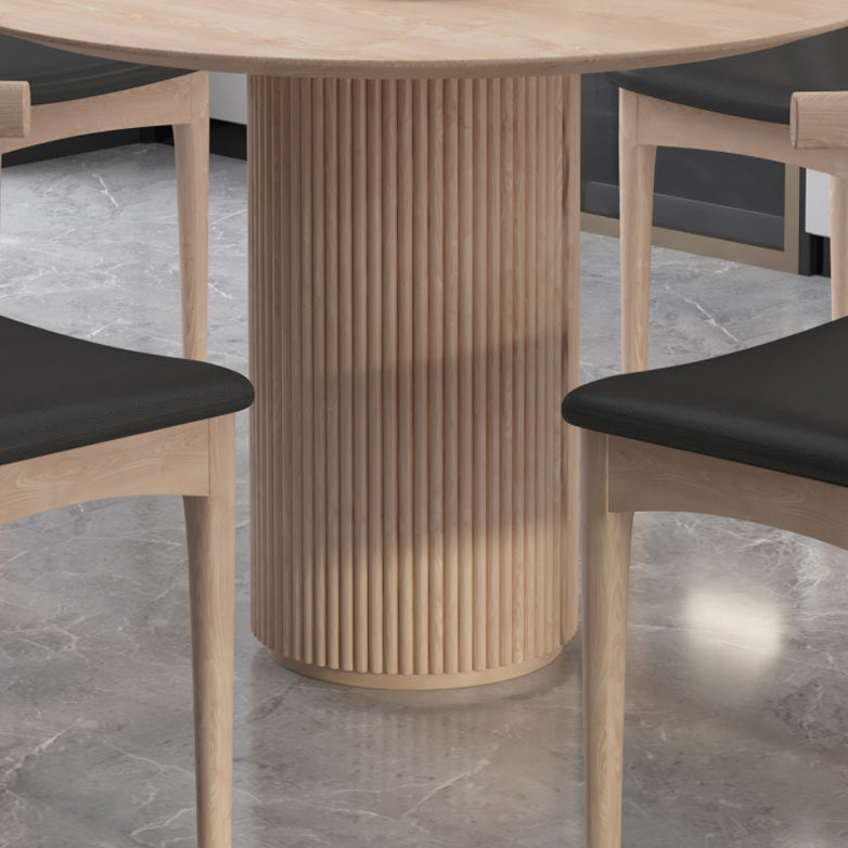 Round Pedestal Casual Dining Table Light Wood Color Fixed Table with Pinewood Solid Wood Clearhalo ' dining_table' 'Dining Tables & Seating' 'Dining Tables' 'furn' 'furn_dining_table' 'Furniture' 'furniture_dining_table' 'Kitchen & Dining Furniture' 'kitchen&dining_furn' 'kitchen' 'kitchen_dining_table' 4246663