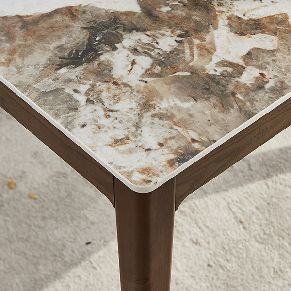 Rectangle Mid-Century Modern Dining Table Brown Tone Fixed Table with Sintered Stone Clearhalo ' dining_table' 'Dining Tables & Seating' 'Dining Tables' 'furn' 'furn_dining_table' 'Furniture' 'furniture_dining_table' 'Kitchen & Dining Furniture' 'kitchen&dining_furn' 'kitchen' 'kitchen_dining_table' 4246676