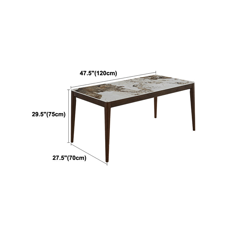 Rectangle Mid-Century Modern Dining Table Brown Tone Fixed Table with Sintered Stone Clearhalo ' dining_table' 'Dining Tables & Seating' 'Dining Tables' 'furn' 'furn_dining_table' 'Furniture' 'furniture_dining_table' 'Kitchen & Dining Furniture' 'kitchen&dining_furn' 'kitchen' 'kitchen_dining_table' 4246681