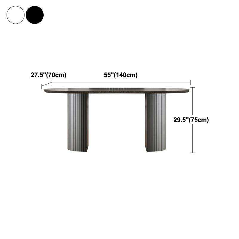 Modern Style Oval Dining Table Double Pedestal Dining Table with Black Legs Clearhalo ' dining_table' 'Dining Tables & Seating' 'Dining Tables' 'furn' 'furn_dining_table' 'Furniture' 'furniture_dining_table' 'Kitchen & Dining Furniture' 'kitchen&dining_furn' 'kitchen' 'kitchen_dining_table' 4246697