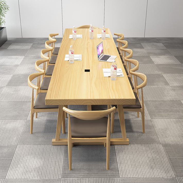 Rectangle Trestle Dinner Table Solid Wood Dining Room Collection for Home Clearhalo ' dining_table' 'Dining Tables & Seating' 'Dining Tables' 'furn' 'furn_dining_table' 'Furniture' 'furniture_dining_table' 'Kitchen & Dining Furniture' 'kitchen&dining_furn' 'kitchen' 'kitchen_dining_table' 4246707