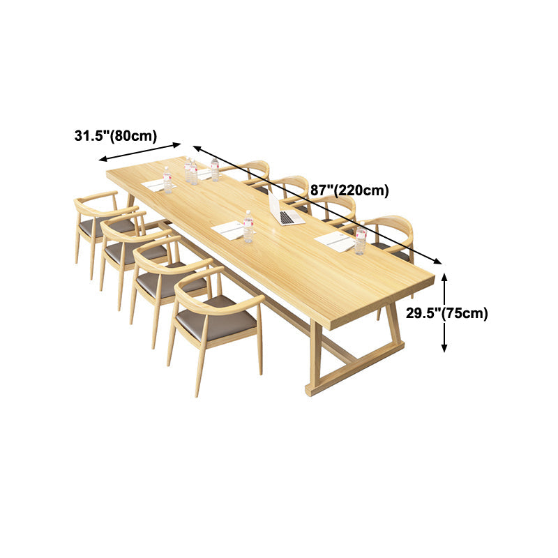 Rectangle Trestle Dinner Table Solid Wood Dining Room Collection for Home Clearhalo ' dining_table' 'Dining Tables & Seating' 'Dining Tables' 'furn' 'furn_dining_table' 'Furniture' 'furniture_dining_table' 'Kitchen & Dining Furniture' 'kitchen&dining_furn' 'kitchen' 'kitchen_dining_table' 4246708