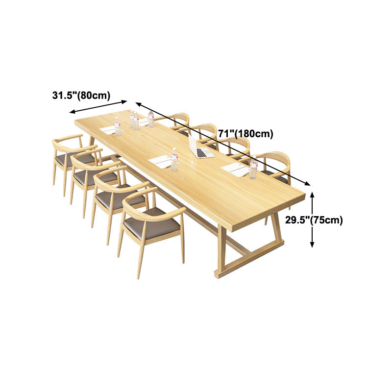 Rectangle Trestle Dinner Table Solid Wood Dining Room Collection for Home Clearhalo ' dining_table' 'Dining Tables & Seating' 'Dining Tables' 'furn' 'furn_dining_table' 'Furniture' 'furniture_dining_table' 'Kitchen & Dining Furniture' 'kitchen&dining_furn' 'kitchen' 'kitchen_dining_table' 4246709