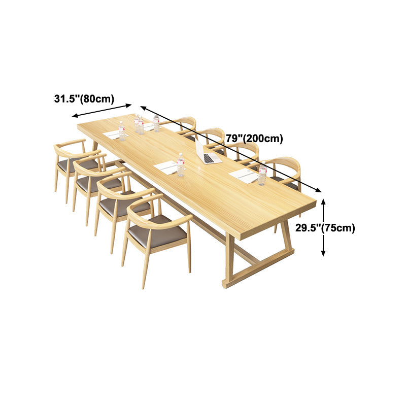 Rectangle Trestle Dinner Table Solid Wood Dining Room Collection for Home Clearhalo ' dining_table' 'Dining Tables & Seating' 'Dining Tables' 'furn' 'furn_dining_table' 'Furniture' 'furniture_dining_table' 'Kitchen & Dining Furniture' 'kitchen&dining_furn' 'kitchen' 'kitchen_dining_table' 4246713