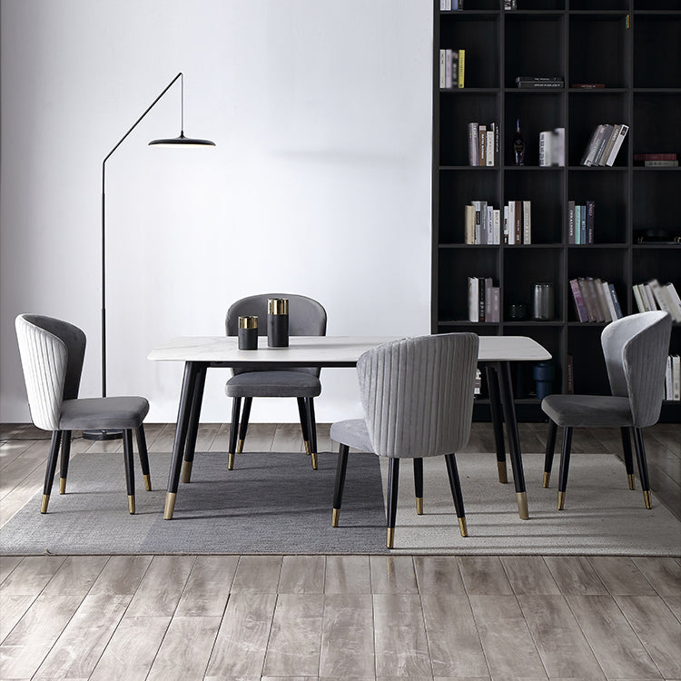 Traditional Luxury Dining Table Rectangle Sintered Stone 4 Legs Dining Table with Black Frame Clearhalo ' dining_table' 'Dining Tables & Seating' 'Dining Tables' 'furn' 'furn_dining_table' 'Furniture' 'furniture_dining_table' 'Kitchen & Dining Furniture' 'kitchen&dining_furn' 'kitchen' 'kitchen_dining_table' 4246752