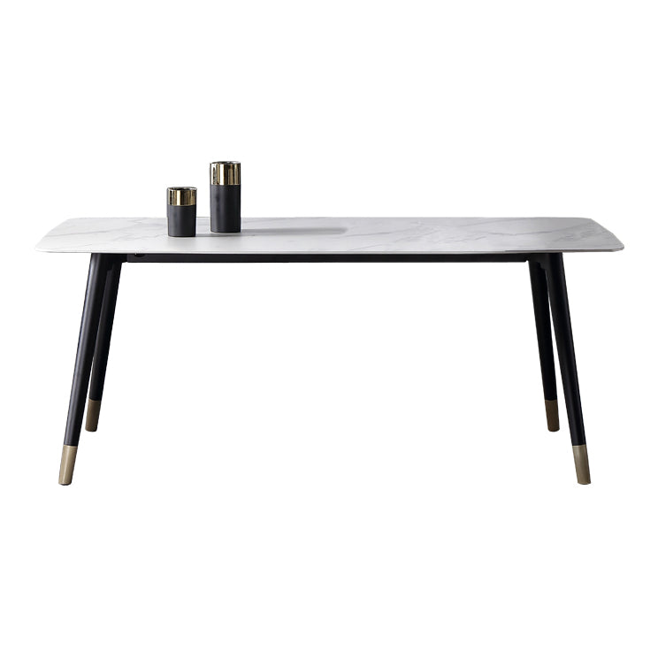 Traditional Luxury Dining Table Rectangle Sintered Stone 4 Legs Dining Table with Black Frame Without Chairs Clearhalo ' dining_table' 'Dining Tables & Seating' 'Dining Tables' 'furn' 'furn_dining_table' 'Furniture' 'furniture_dining_table' 'Kitchen & Dining Furniture' 'kitchen&dining_furn' 'kitchen' 'kitchen_dining_table' 4246754