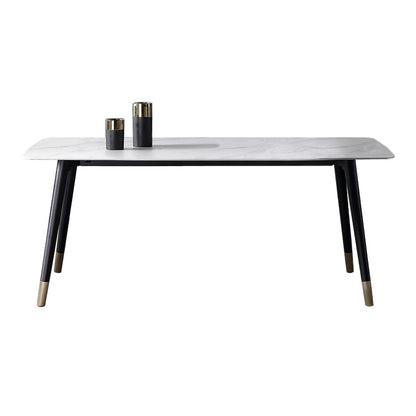 Traditional Luxury Dining Table Rectangle Sintered Stone 4 Legs Dining Table with Black Frame Without Chairs Clearhalo ' dining_table' 'Dining Tables & Seating' 'Dining Tables' 'furn' 'furn_dining_table' 'Furniture' 'furniture_dining_table' 'Kitchen & Dining Furniture' 'kitchen&dining_furn' 'kitchen' 'kitchen_dining_table' 4246754