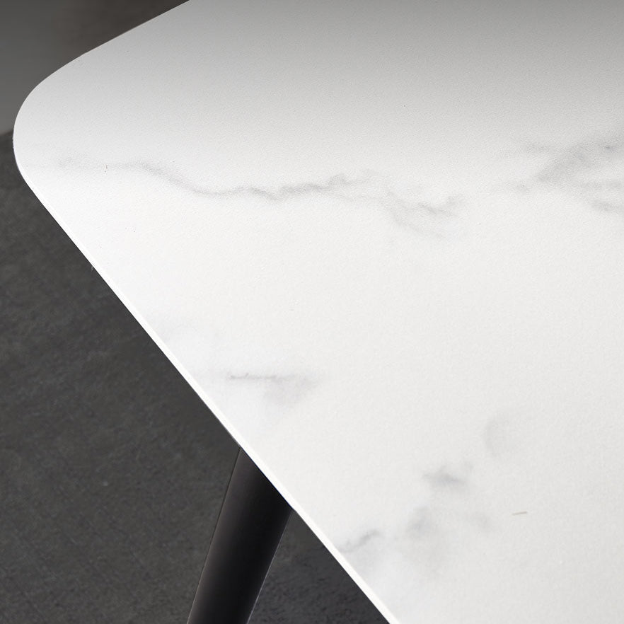 Traditional Luxury Dining Table Rectangle Sintered Stone 4 Legs Dining Table with Black Frame Clearhalo ' dining_table' 'Dining Tables & Seating' 'Dining Tables' 'furn' 'furn_dining_table' 'Furniture' 'furniture_dining_table' 'Kitchen & Dining Furniture' 'kitchen&dining_furn' 'kitchen' 'kitchen_dining_table' 4246757