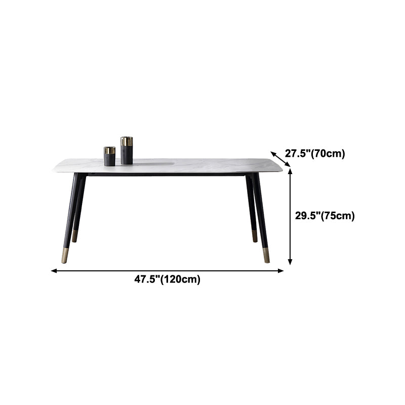 Traditional Luxury Dining Table Rectangle Sintered Stone 4 Legs Dining Table with Black Frame Clearhalo ' dining_table' 'Dining Tables & Seating' 'Dining Tables' 'furn' 'furn_dining_table' 'Furniture' 'furniture_dining_table' 'Kitchen & Dining Furniture' 'kitchen&dining_furn' 'kitchen' 'kitchen_dining_table' 4246760